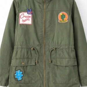 M Miss London Army Green Utility Cargo Jacket Patch Detail | Juniors XL